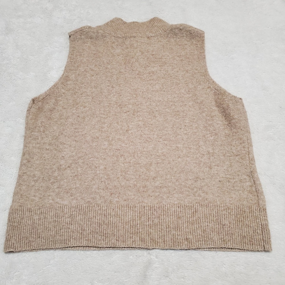 Tahari Cream Brown Mockneck Sleeveless Wool Knit Sweater Women Large Classic‎ - Picture 3 of 7